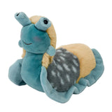 Slug Lavern plush toy in slate blue and tan with soft rippled fabric and blue eye stalks, perfect for kids 2 and up.