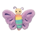 Butterfly Anabel Puppet with soft purple wings and rainbow-striped body, a plush and finger puppet toy for kids.
