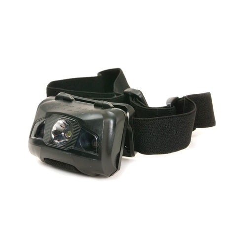 Adventurer's Headlight with adjustable strap and bright LED for hands-free outdoor lighting and camping activities.