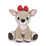 Rudolph | Clarice plush toy with soft light brown body and red polka dot bow, perfect holiday companion for kids.
