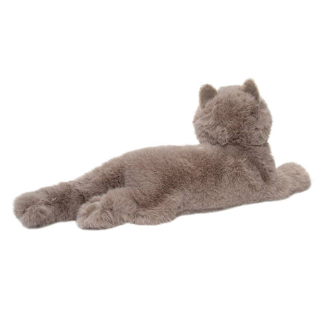 Persian Cat Juliette plush toy lying down, made of soft lilac gray fabric with floppy, cuddly design.