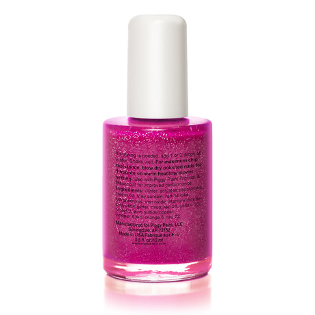 Nail Polish Glamour Girl purple shimmery polish with silver glitter in 0.5 fl. oz. bottle, non-toxic and kid-friendly.