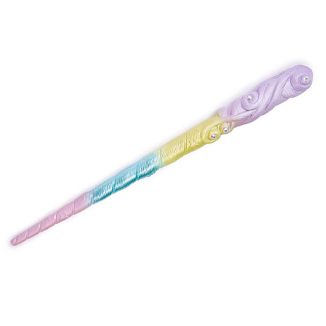Magical Unicorn Wand with shimmery pastel colors, engraved designs, and sparkling gem accents for imaginative play.
