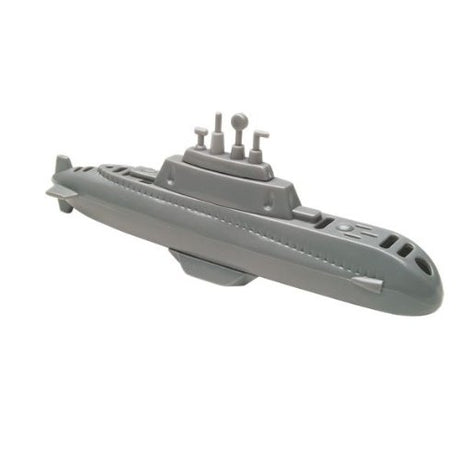 Diving Submarine toy in gray sturdy plastic, designed for underwater fun powered by baking powder, suitable for ages 6 and up.