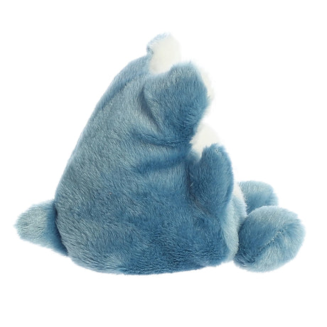 Palm Pals Hammerhead Shark Huddleston plush with soft blue fur and white accents, sitting with fins raised and a big grin.
