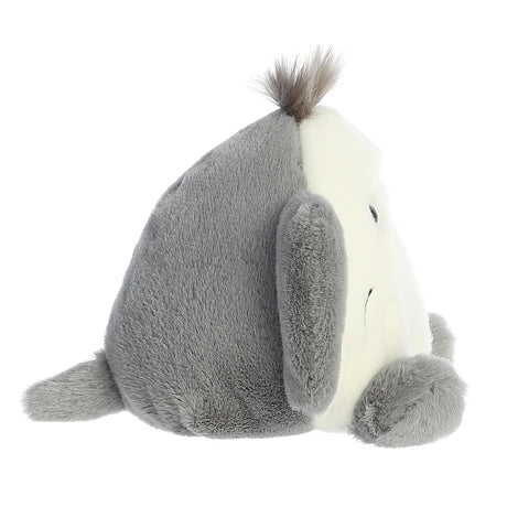Palm Pals Stingray Flapjack plush toy with soft gray and white fur, cute tuft, and friendly smile, perfect for any shelf.
