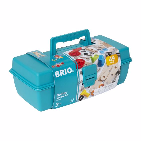 Builder Starter Set plastic toolbox with 49 pieces for creative construction and hand-eye coordination practice.