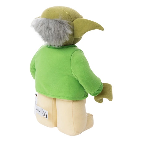 Lego Christmas Yoda plush toy in green sweater standing upright soft collectible room decor.