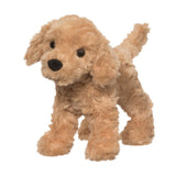Golden Retriever Thatcher plush toy with textured golden fur and dark brown eyes in a playful stand-up pose.