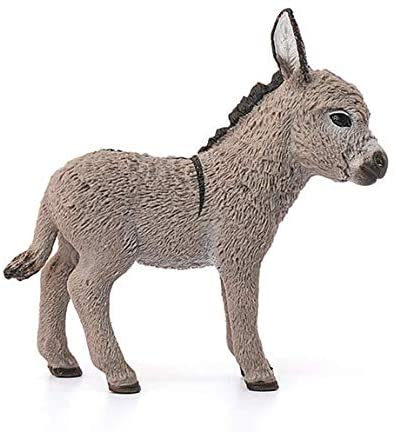 Donkey Foal figurine with grey coat and black mane, realistic detail capturing the sturdy, friendly donkey appearance.