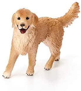 Golden Retriever figurine with honey-colored coat, friendly stance, and detailed textured fur on a white background