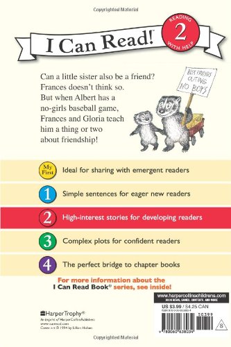 Level 2 Best Friends for Frances book cover showing Frances and Gloria challenging a no-girls baseball rule.