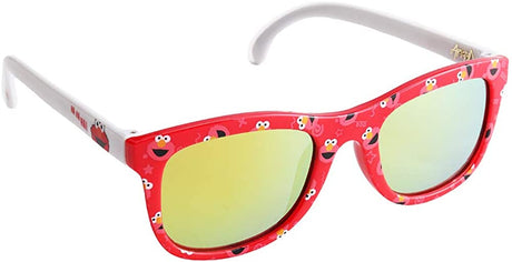 Arkaid Elmo Sunglasses featuring red frames with Elmo faces and yellow lenses, perfect for kids and sun protection.