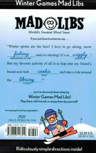 Winter Games Mad Libs features fun winter sports-themed word games for kids aged 8 and up with playful fill-in-the-blank stories.