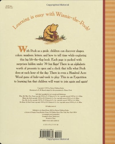 Winnie the Pooh Giant Flap Book with learning activities, hidden flaps, shapes, colors, numbers, and time teaching for kids.