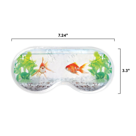 Chill Out! Eye Mask Fishbowl with goldfish and plants, 7.24" x 3.3", for soothing tired eyes and self-care.
