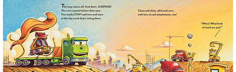 Three Cheers for Kid McGear! showing Kid McGear Skid Steer and other trucks at a colorful construction site.