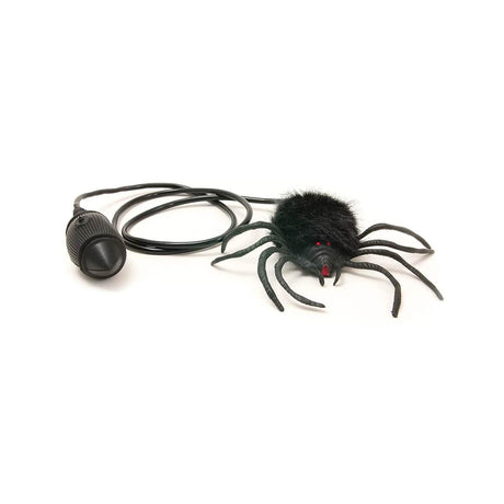 Hairy Jumping Spider toy with pump control for realistic movement, perfect for playful scares and fun surprises.