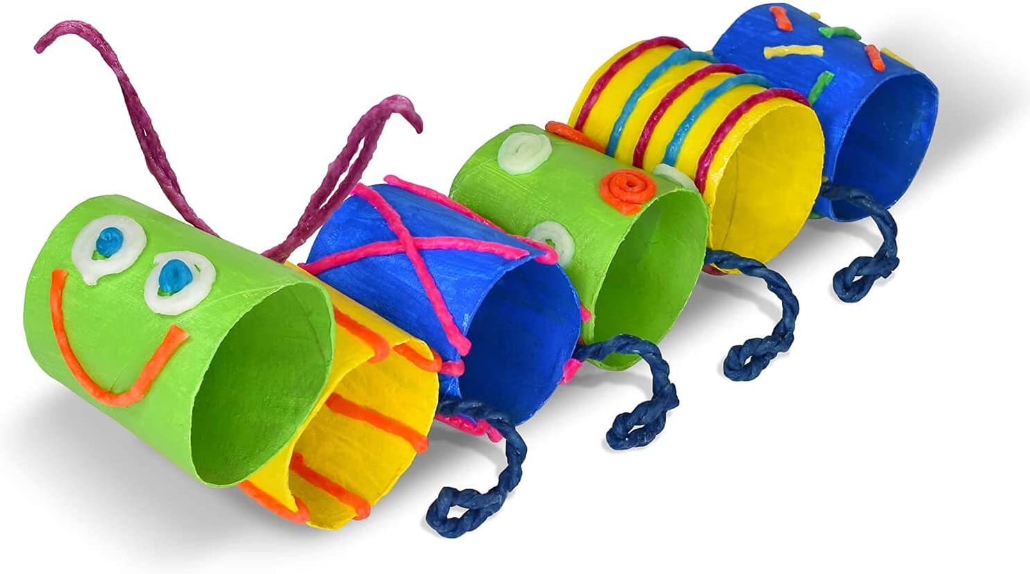 Wikki Stix Neon Pack shaped into a colorful caterpillar toy made from vibrant, bendable sticks for creative play.