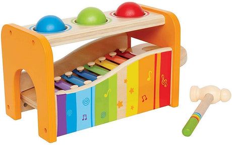 Pound & Tap Xylophone wooden toddler music toy with colorful keys, balls to pound, and a mallet for sound exploration.