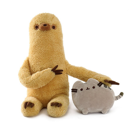 Pusheen & Sloth plush featuring a 13-inch soft sloth holding a detachable Pusheen plush, perfect for cuddling.