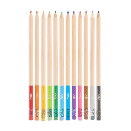 Un-Mistake-Ables! Erasable Colored Pencils set of 12 with erasers, perfect for coloring and correcting mistakes.