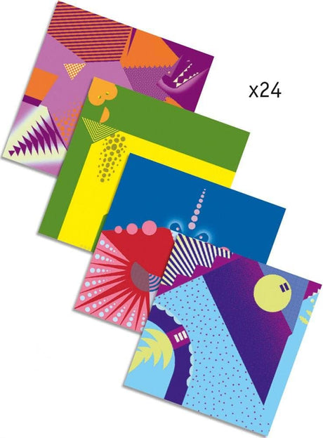 Origami Dinosaurs kit with 24 colorful dinosaur-themed folding papers for creative origami fun.