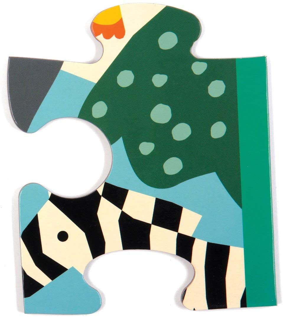 12pc Zoo Puzzle Pouch piece featuring colorful zebra and foliage design for toddlers and travel play.