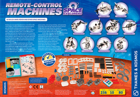 Remote Control Space Explorers kit with 256 pieces to build robotic Mars rover and other space models with remote control.