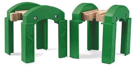 Stacking Supports green bridge piers for building multi-storey BRIO railway bridges and tunnels, perfect for ages 3+.