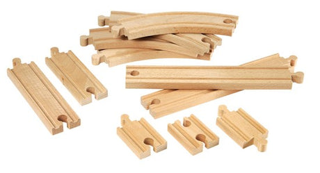 Beginner Track Expansion Pack showing wooden railway track pieces for completing a BRIO train set adventures.