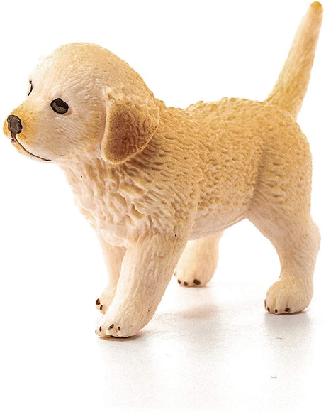 Golden Retriever Puppy figurine with textured honey-colored coat and friendly expression standing on white background