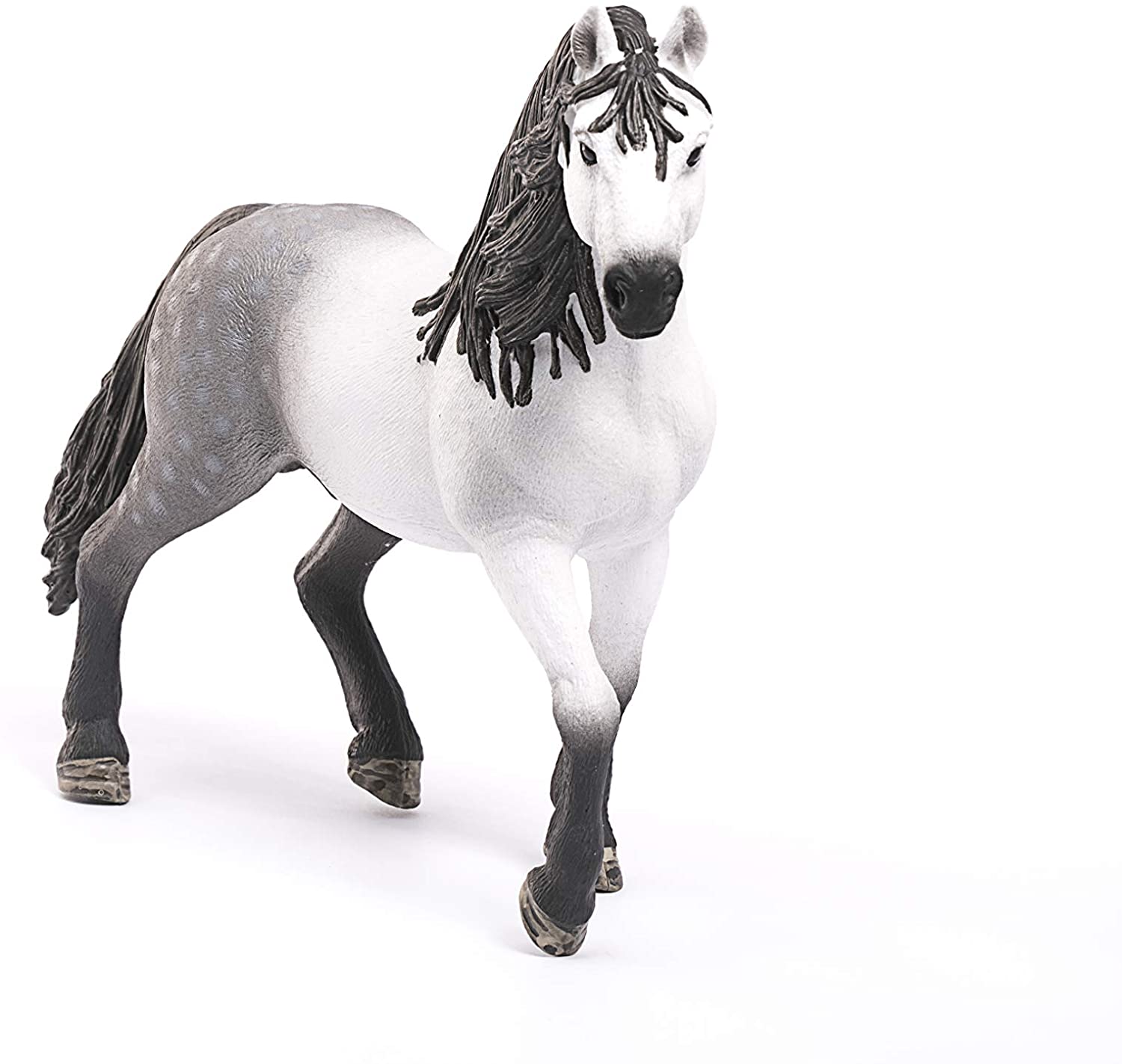 Andalusian Horse Stallion figurine showing detailed mane and muscular build in a friendly pose on a white background.