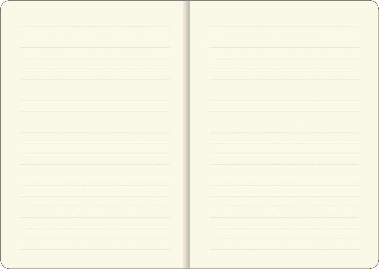 Open lightly lined pages of the Sloths Journal showing spacious layout for writing or sketching on cream paper.