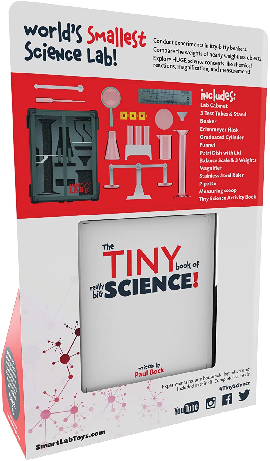 Tiny Tools Tiny Science kit with miniature lab equipment and a tiny science activity book for kids ages 8 and up.
