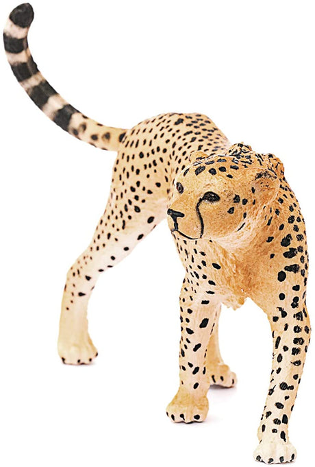 Cheetah figurine showing detailed spots and slender body, capturing the essence of the fastest land animal.