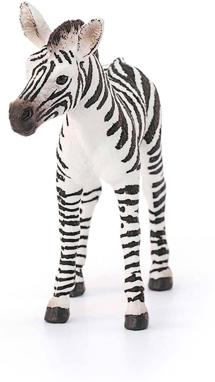 Zebra Foal figurine showing detailed black and white stripes and mane running along its back.