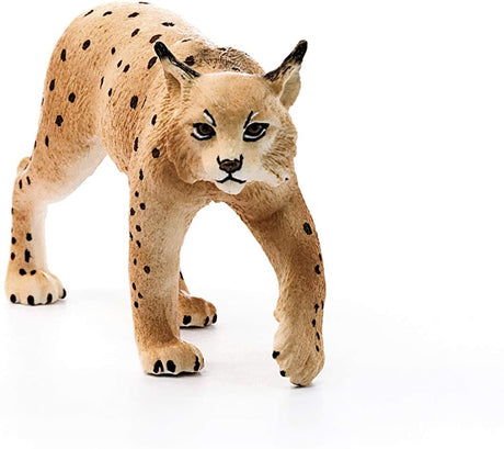 Lynx figurine with detailed ear tufts and spotted fur, sized 3.62 x 1.18 x 1.97 inches for kids 3-8 years.