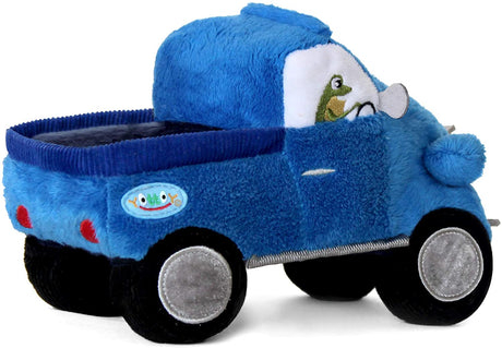 Soft vintage Little Blue Truck toy with Toad driver, felt mirrors, embroidered details, and beep sound for kids ages 3 and up.
