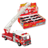 Light & Sound Fire Engine toy with extendable ladder, lights, sound, and pull-back action for kids ages 3 and up.