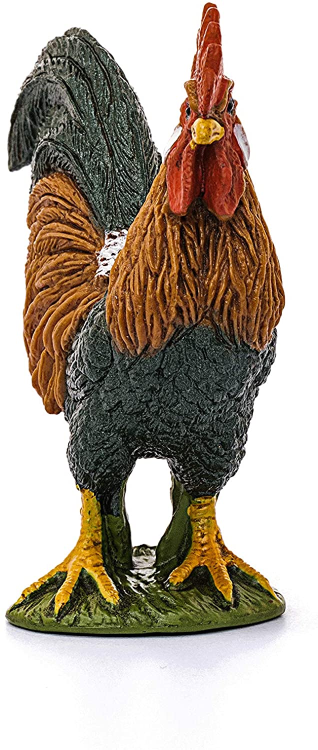 Rooster figurine showing detailed crest and textured feathers, perfect for kids aged 3-8 years.