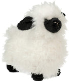 Shiloh the plush Lamb with soft, fluffy white fleece and black face and feet, perfect for cuddling and kids ages 2+.