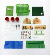 Tiny Tools Tiny Gardening set with miniature greenhouse, pots, tools, activity book, and decorative gardening stickers.