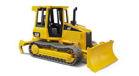 Yellow Cat Track-Type Tractor model with swiveling blade and realistic chain links, made of durable plastic, scale 1:16.