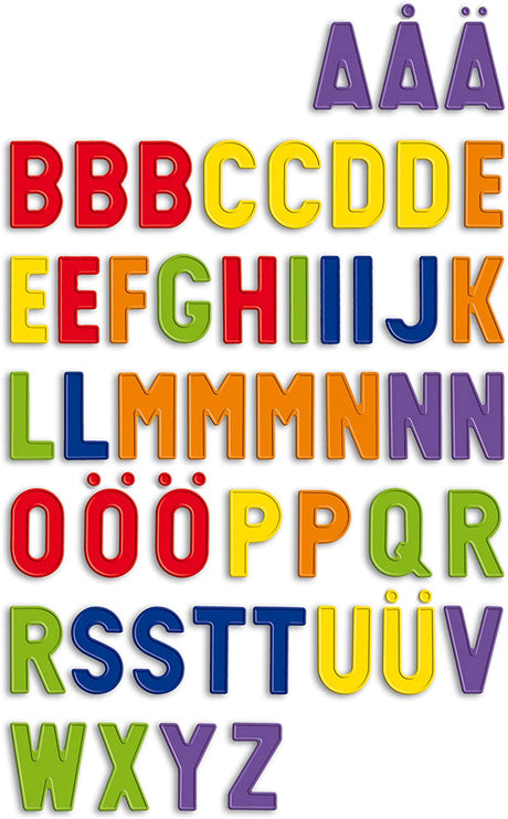 ABC Magnets colorful uppercase letters in red, yellow, green, blue, orange, and purple for learning and play.