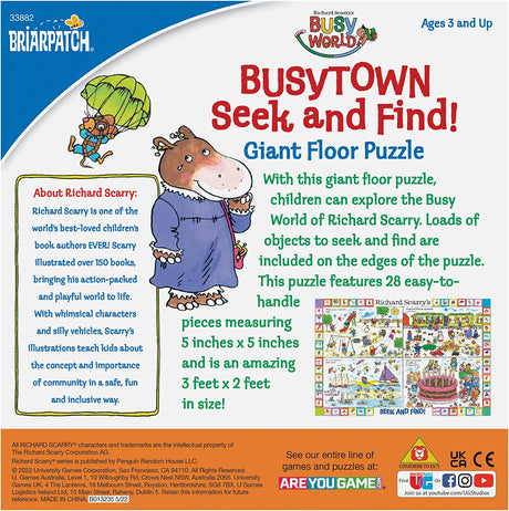 28pc Scarry Busytown Seek and Find Puzzle with 28 large pieces featuring Richard Scarry's Busy World for ages 3 and up.