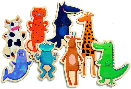 Magnets Crazy Animals set of 8 colorful, 3-piece magnetic animals for creative play and mixing on metal surfaces.