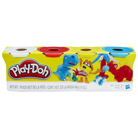 Play Doh variety pack with four colorful tubs for creative molding and imaginative play, suitable for ages 2 and up.
