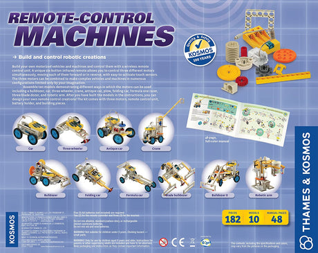 Remote Control Machines kit with motors, remote, and pieces to build and control 10 motorized vehicle models.