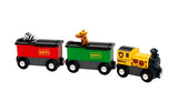 Safari Train with colorful animal figures including giraffe and zebra popping heads as roof slides on tracks.